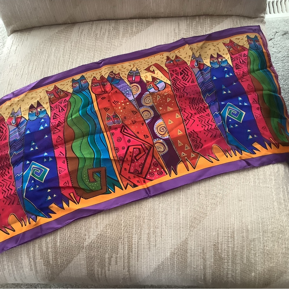 Laurel Burch 100% Silk Scarf- Feline Family